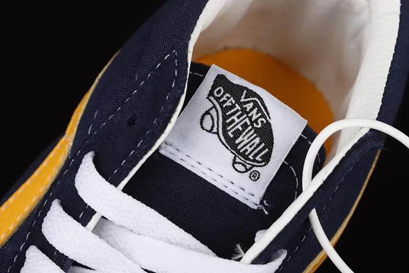 All categories Vans Vans series Vans Mid Vans China Vans Sk8-Mid blue and yellow contrast stitching mid-top retro classic canvas skateboard shoes VN0A3WM34PL
